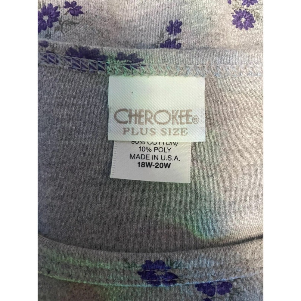 Cherokee Plus Size 18/20W Gray Floral Pattern Top - Picture 2 of 5